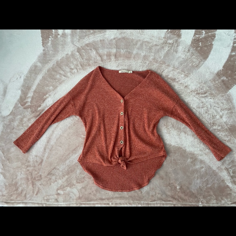 Rust orange button up top